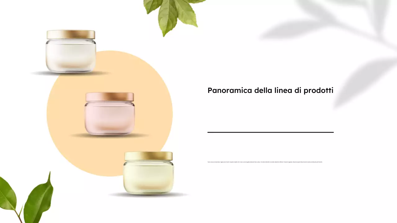 Presentazione minimalista del catalogo di prodotti biologici