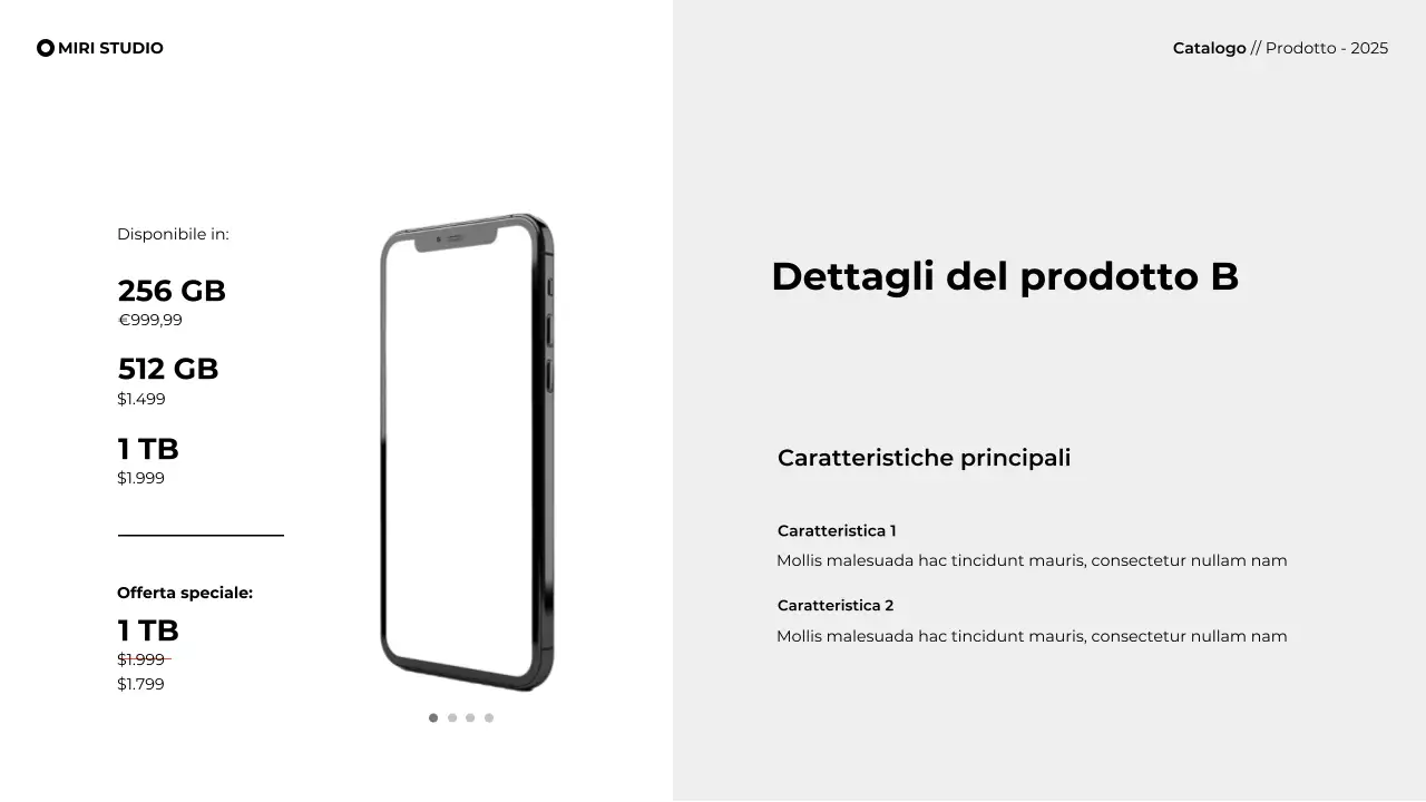 Presentazione moderna e minimalista del catalogo prodotti