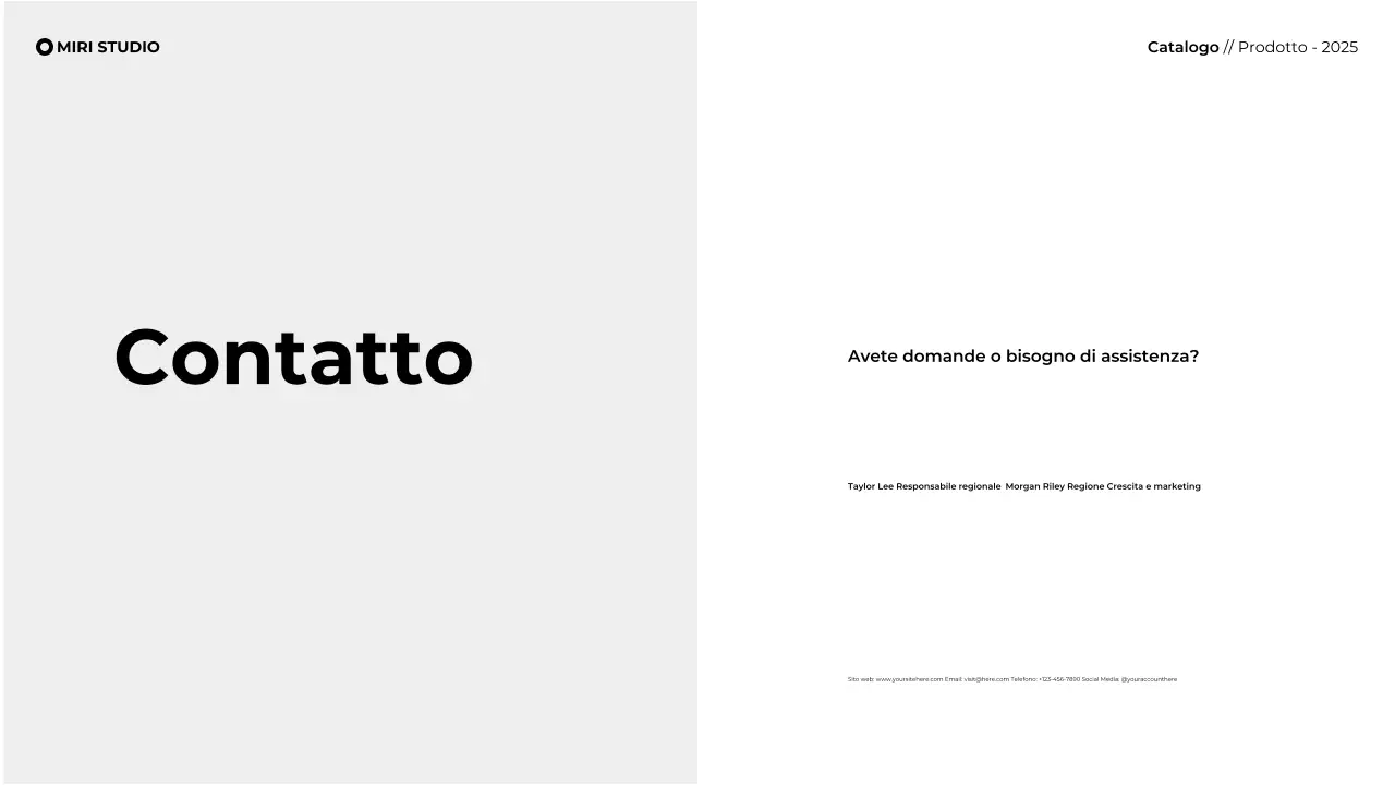 Presentazione moderna e minimalista del catalogo prodotti