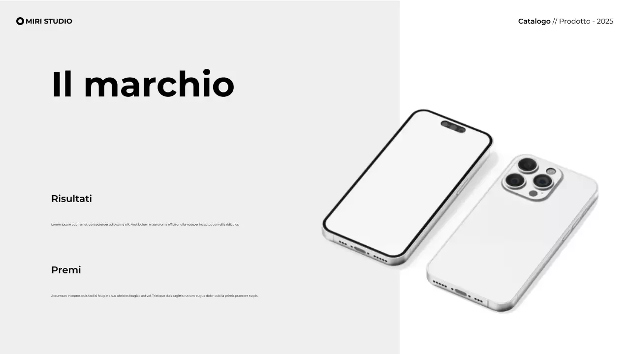 Presentazione moderna e minimalista del catalogo prodotti