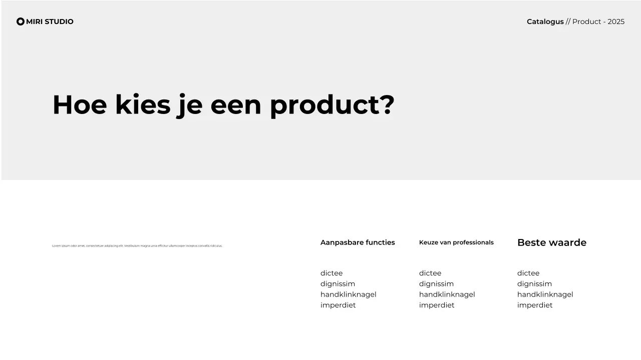 Presentatie moderne minimalistische productcatalogus