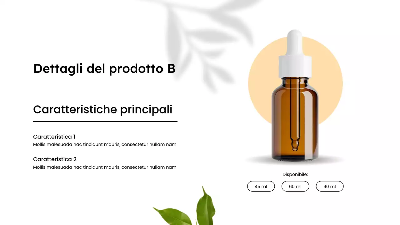 Presentazione minimalista del catalogo di prodotti biologici