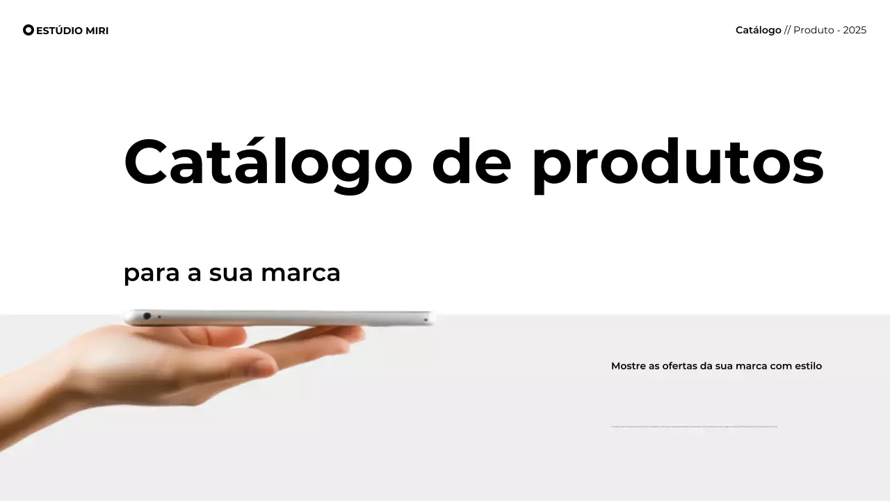 Apresentação moderna e minimalista de um catálogo de produtos