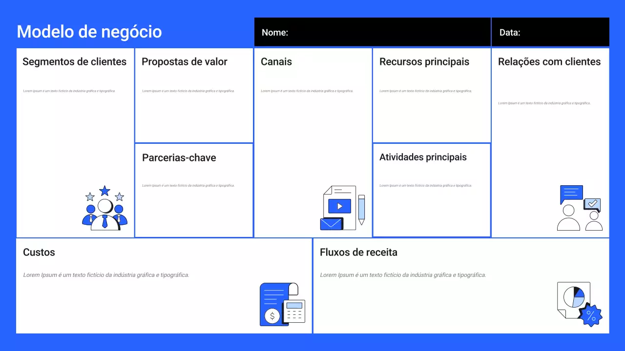 layout do plano de negócios moderno azul