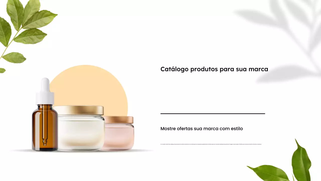 Apresentação minimalista de um catálogo de produtos biológicos
