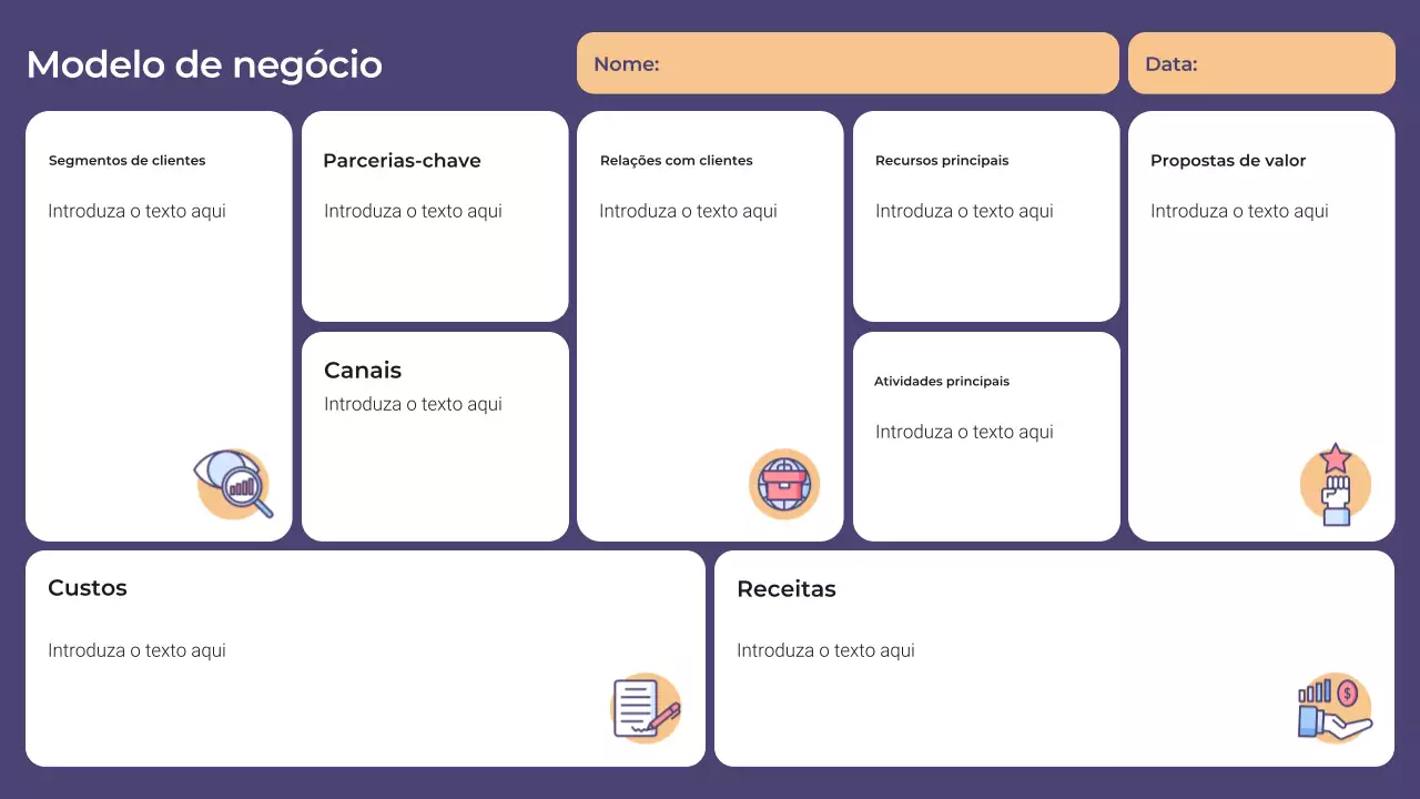 modelo de plano de negócios moderno roxo