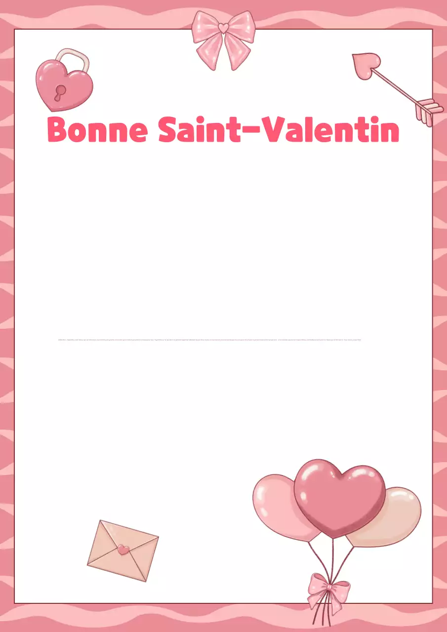 Lettre de vœux romantique rose pour la Saint-Valentin