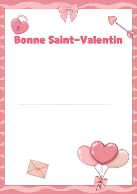 Lettre de vœux romantique rose pour la Saint-Valentin