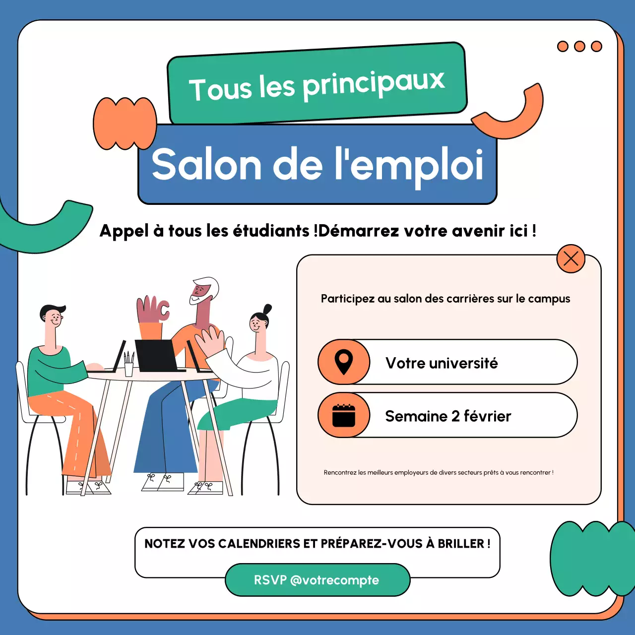 invitation à un événement professionnel moderne de couleur bleue