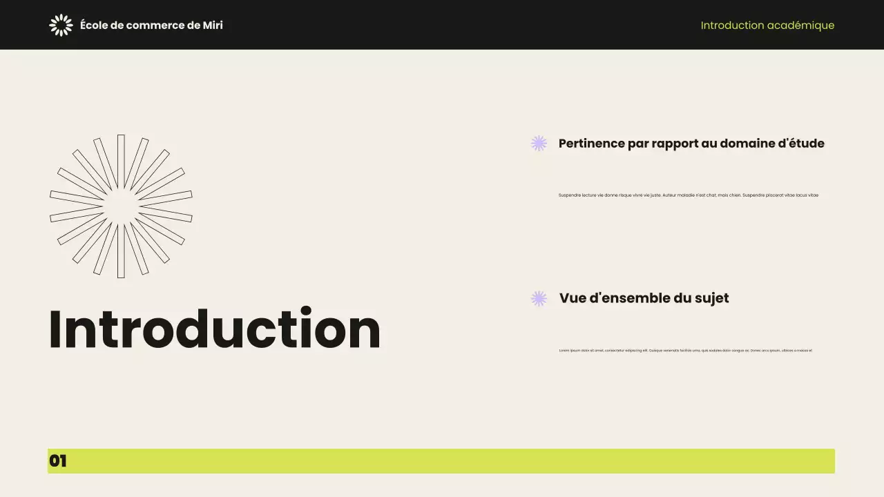 Présentation de l'introduction académique