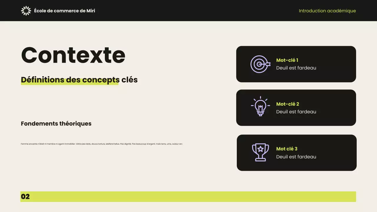 Présentation de l'introduction académique
