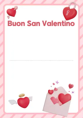 Lettera d'auguri romantica di San Valentino in rosa
