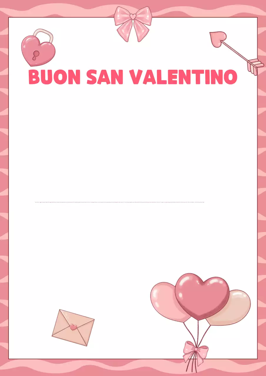 Lettera d'auguri romantica di San Valentino in rosa