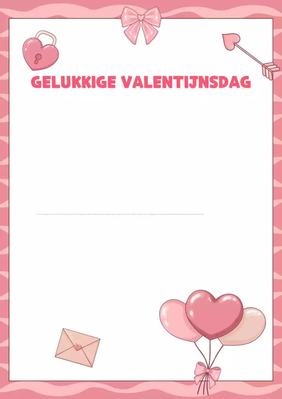 Roze romantische Valentijnsgroet brief