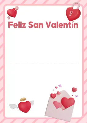 Carta romántica rosa de felicitación de San Valentín