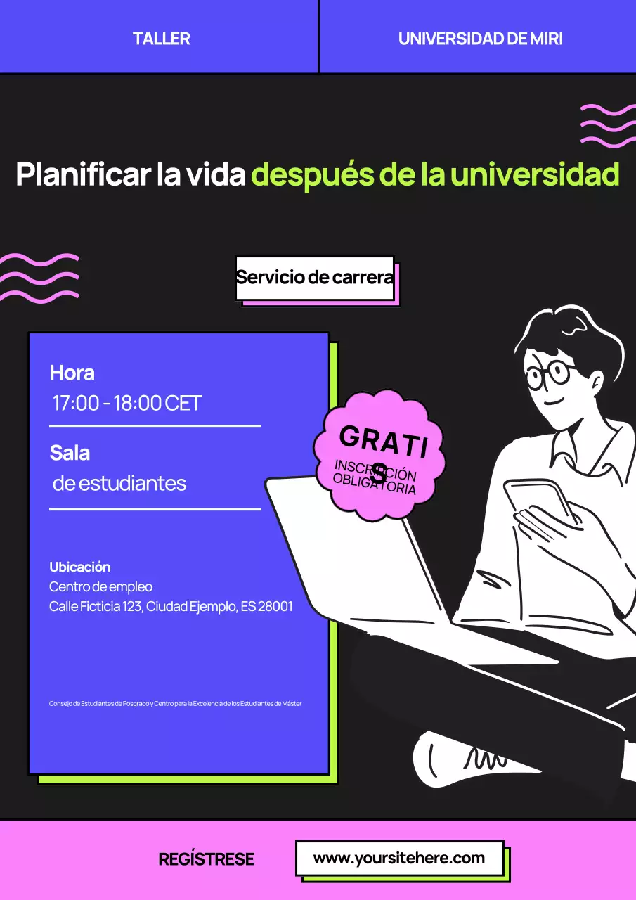 invitación al taller de carrera moderna púrpura