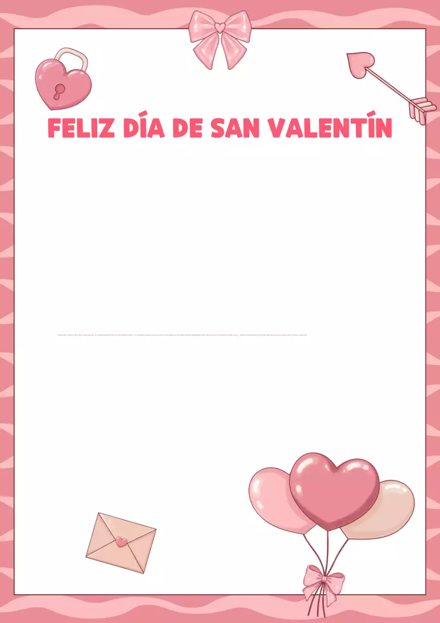 Carta romántica rosa de felicitación de San Valentín