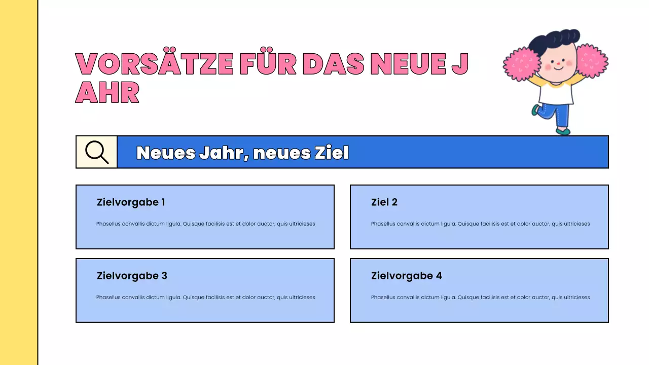 rosa Comic-Neujahrsvorstellung