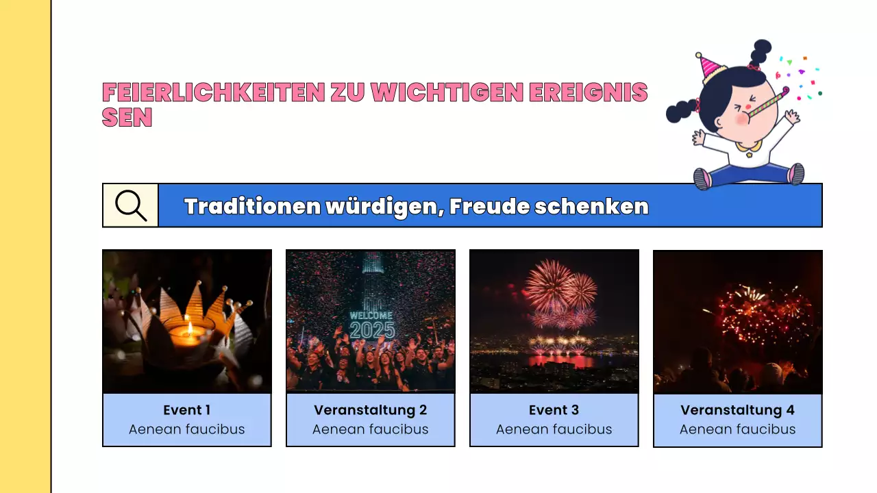 rosa Comic-Neujahrsvorstellung