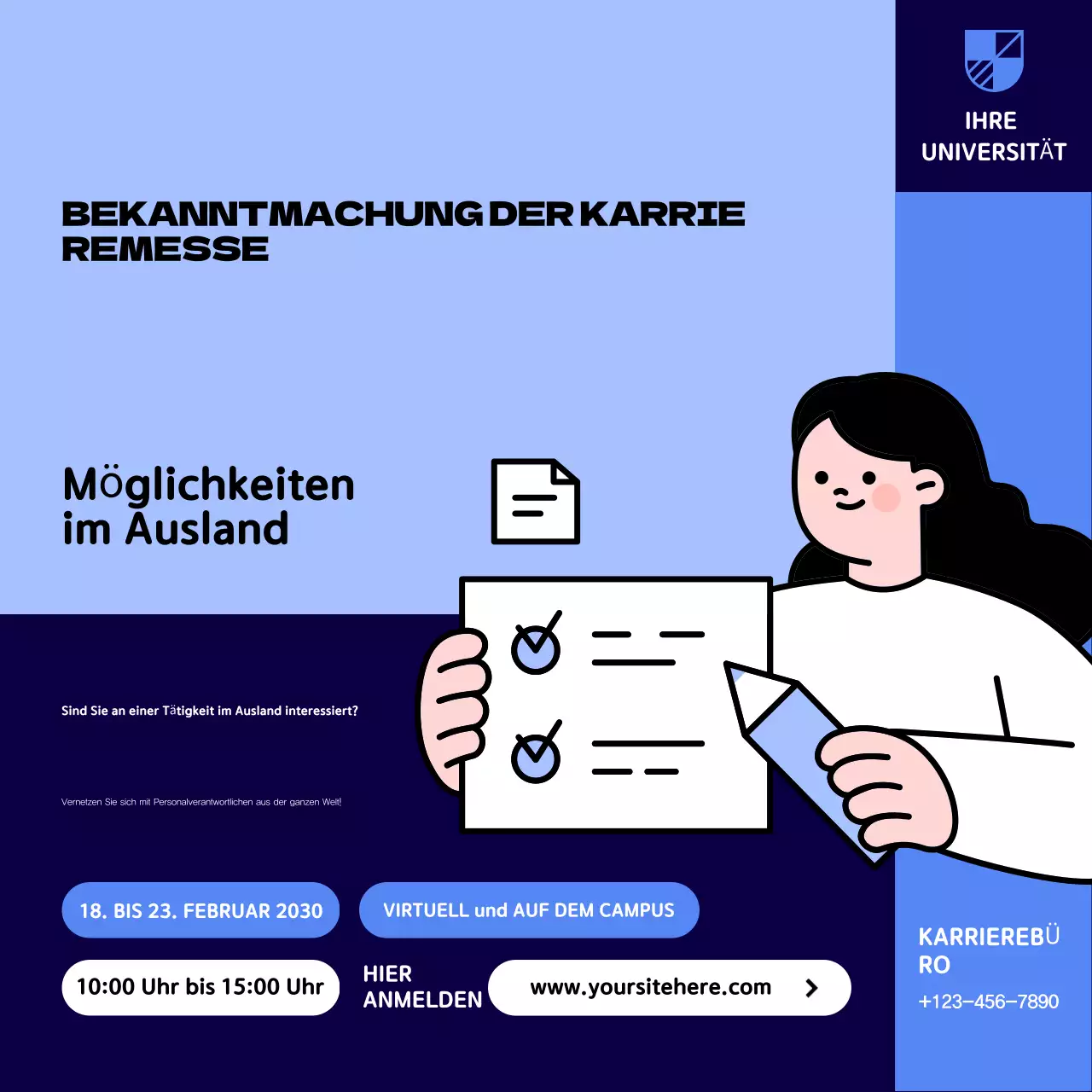 blue modern Karriereanzeige