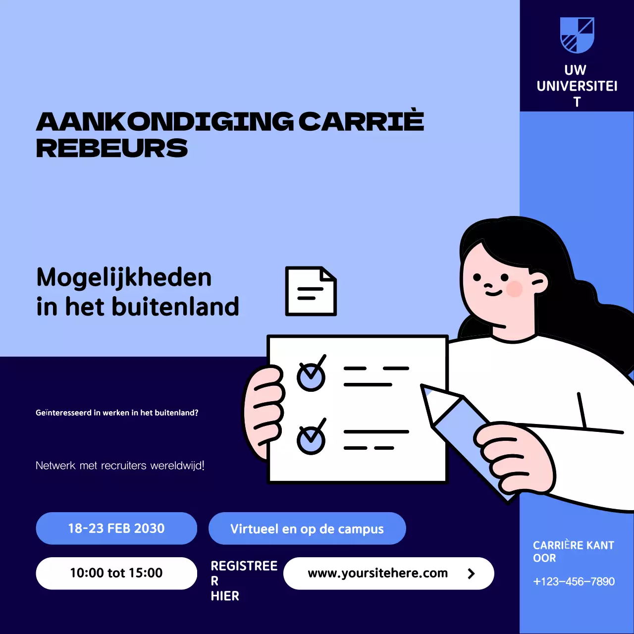 blue modern carrière aankondiging