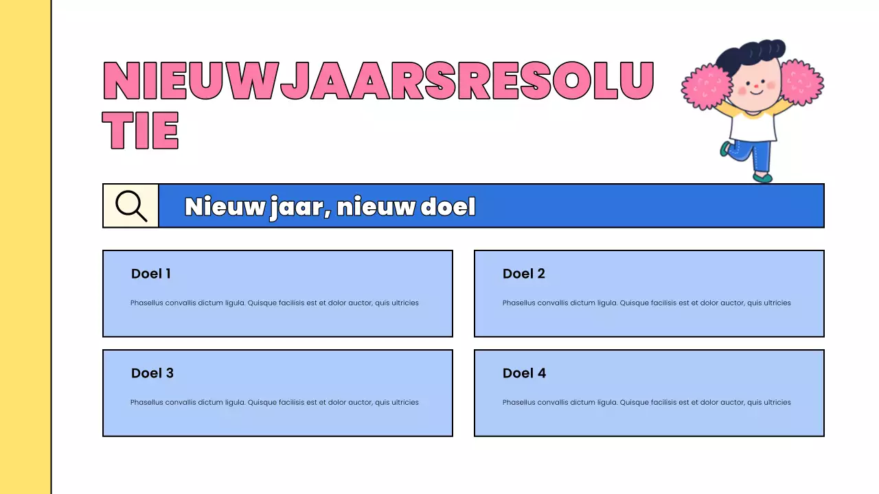 roze komische nieuwjaarspresentatie