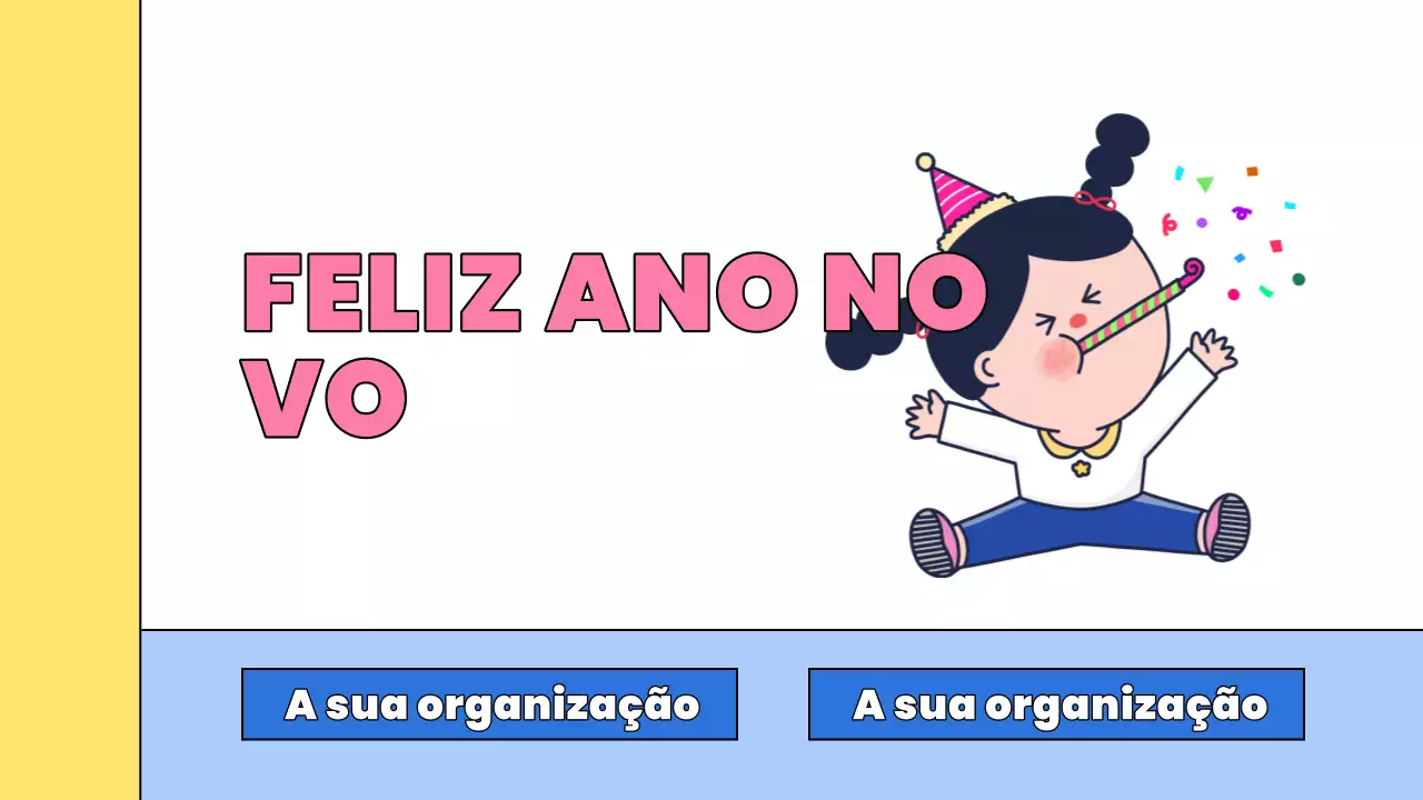 apresentação de ano novo da banda desenhada cor-de-rosa