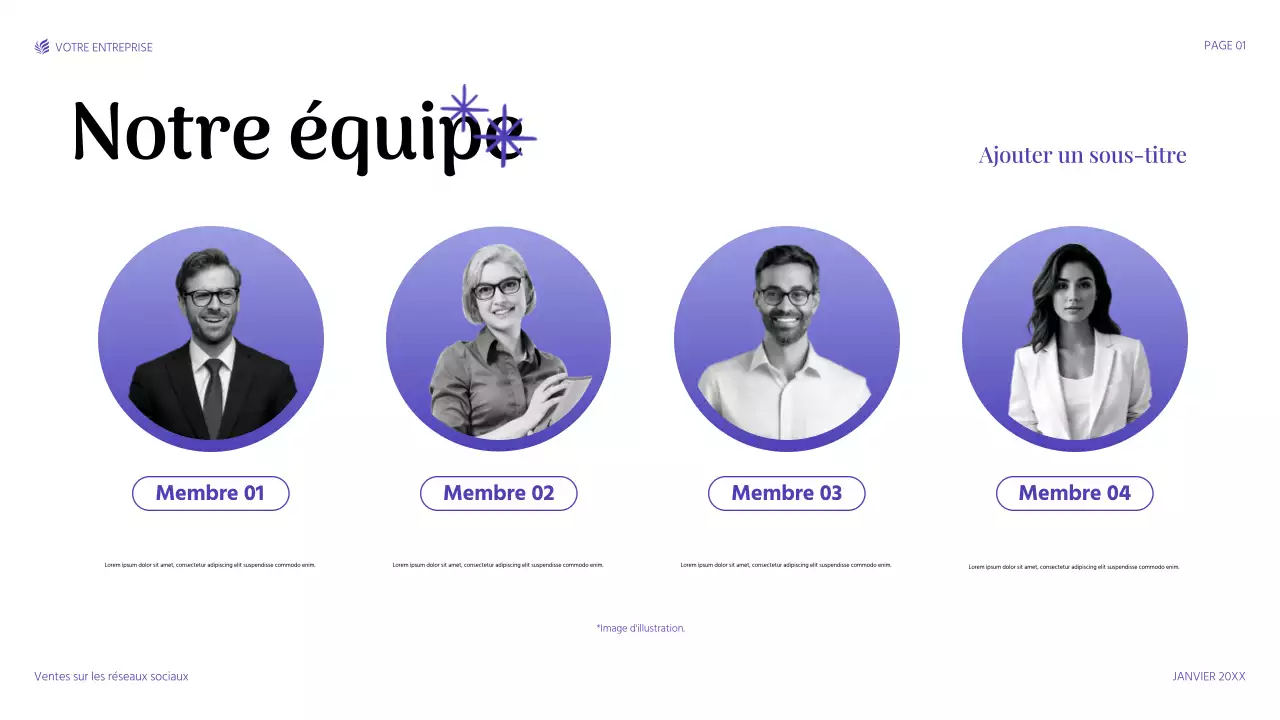 présentation de vente moderne en violet