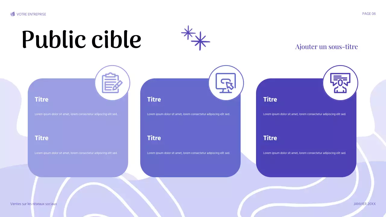 présentation de vente moderne en violet