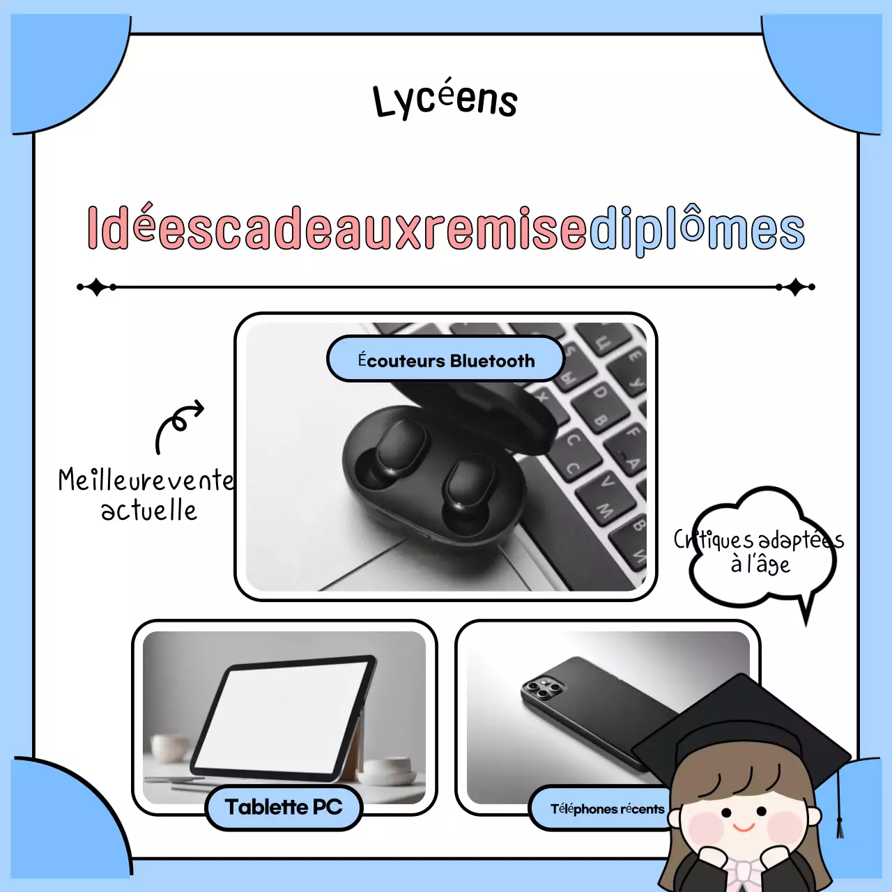 Remise des diplômes en bleu clair