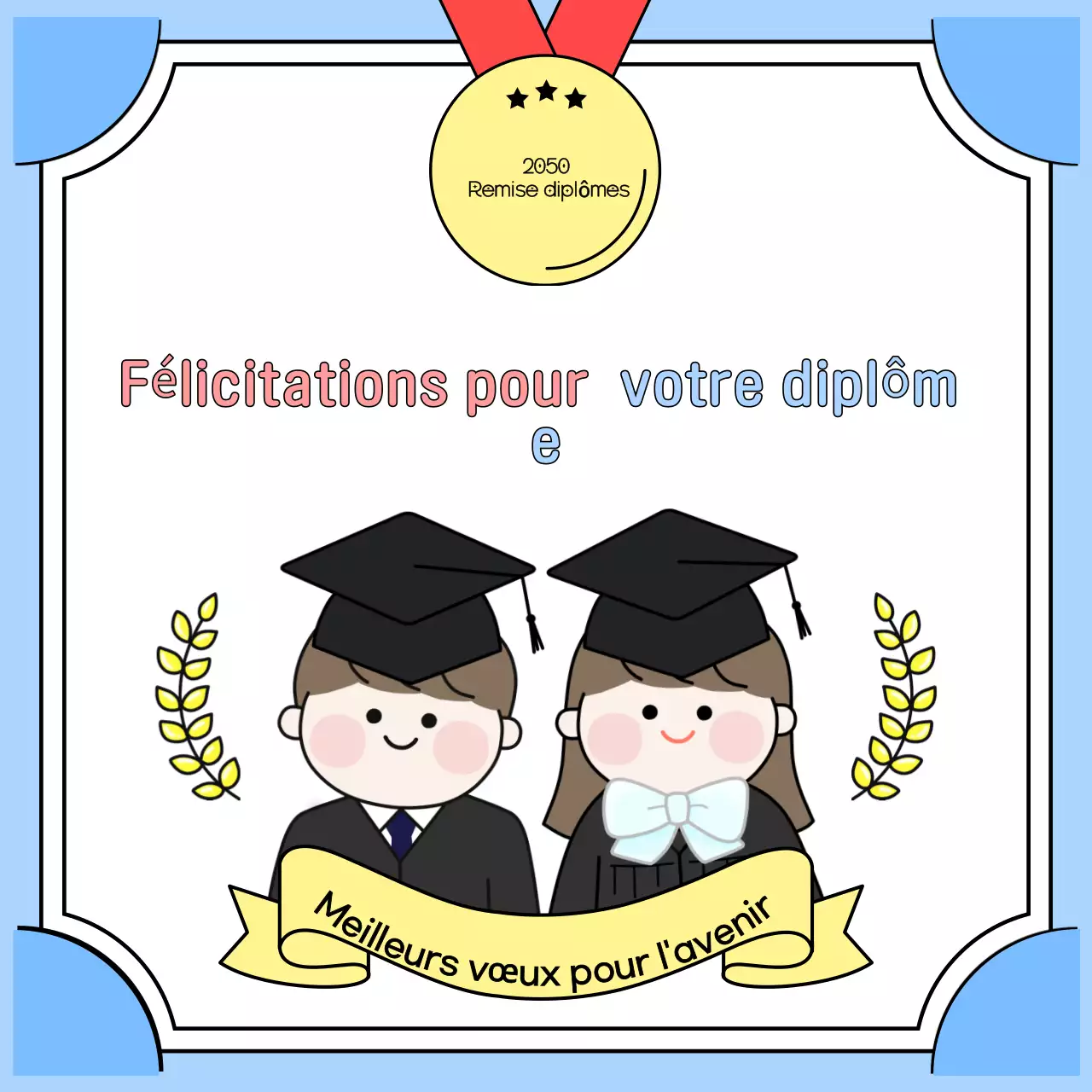 Remise des diplômes en bleu clair