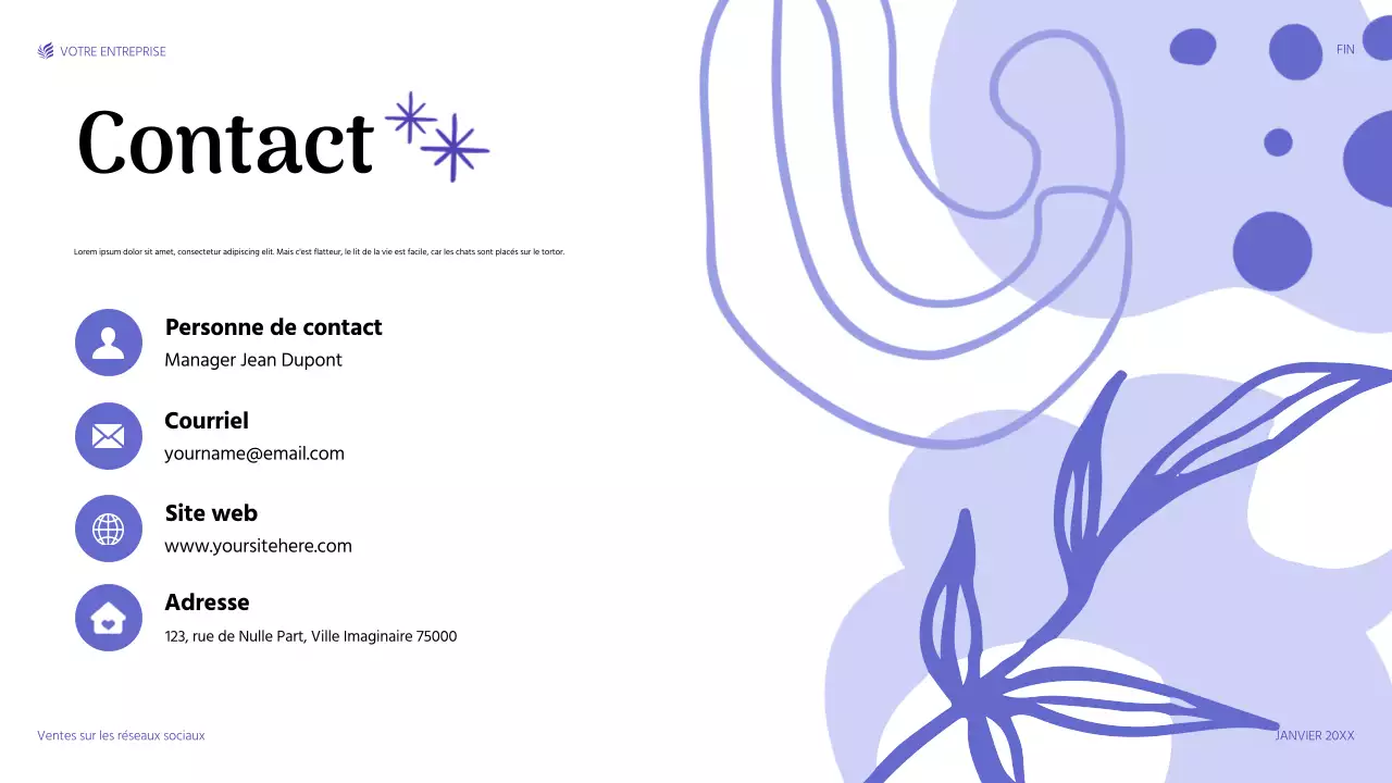 présentation de vente moderne en violet