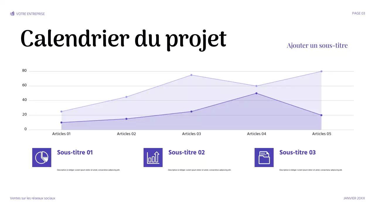 présentation de vente moderne en violet