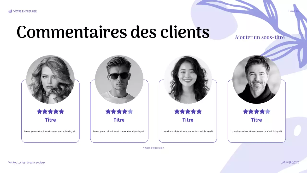 présentation de vente moderne en violet
