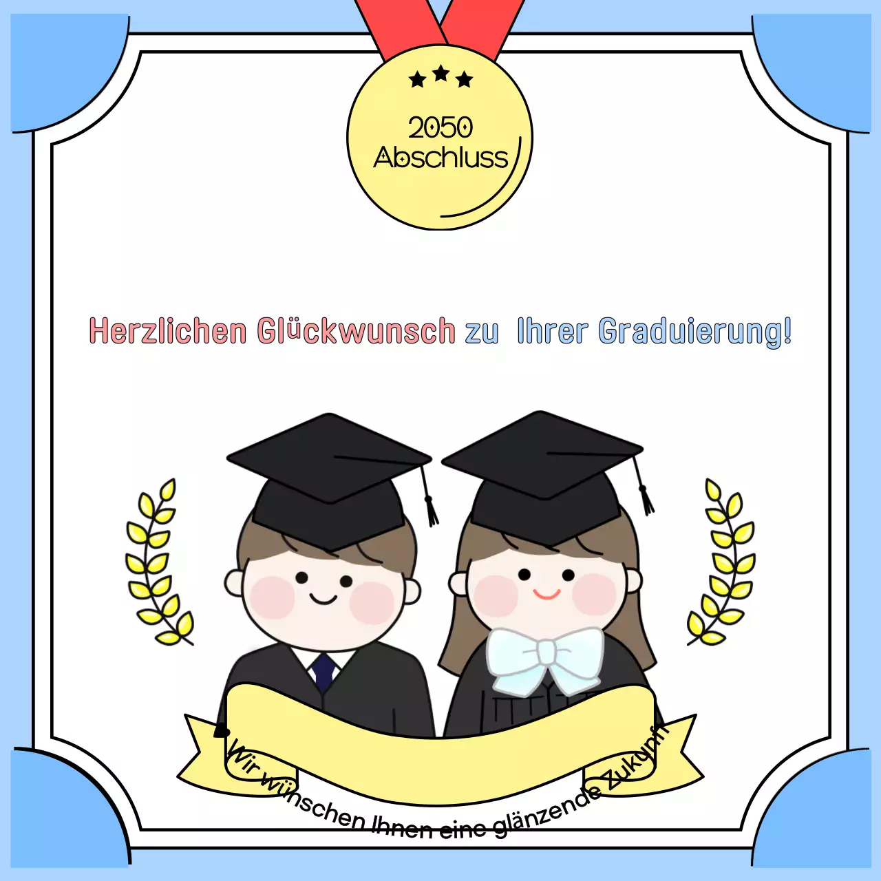 Graduierung in Hellblau