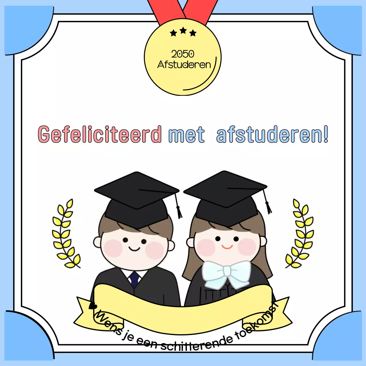 Afstuderen in lichtblauw