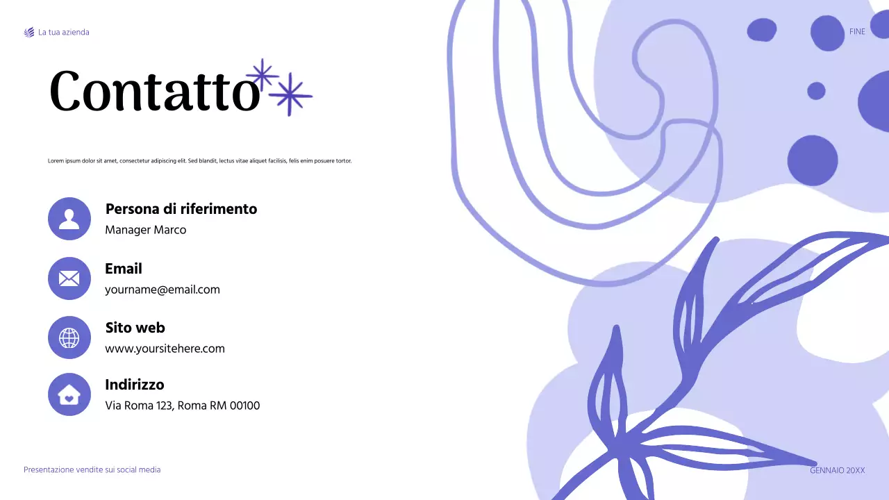 presentazione di vendita moderna in viola