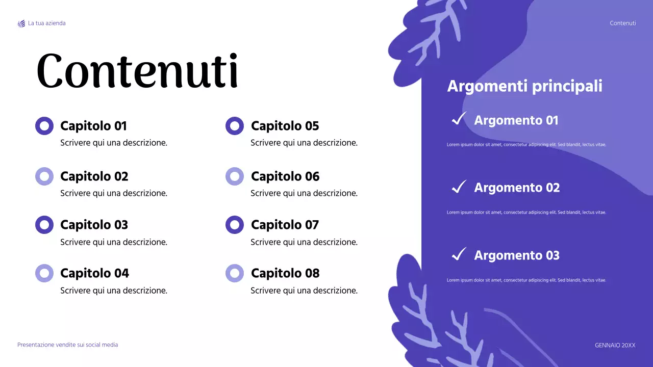 presentazione di vendita moderna in viola