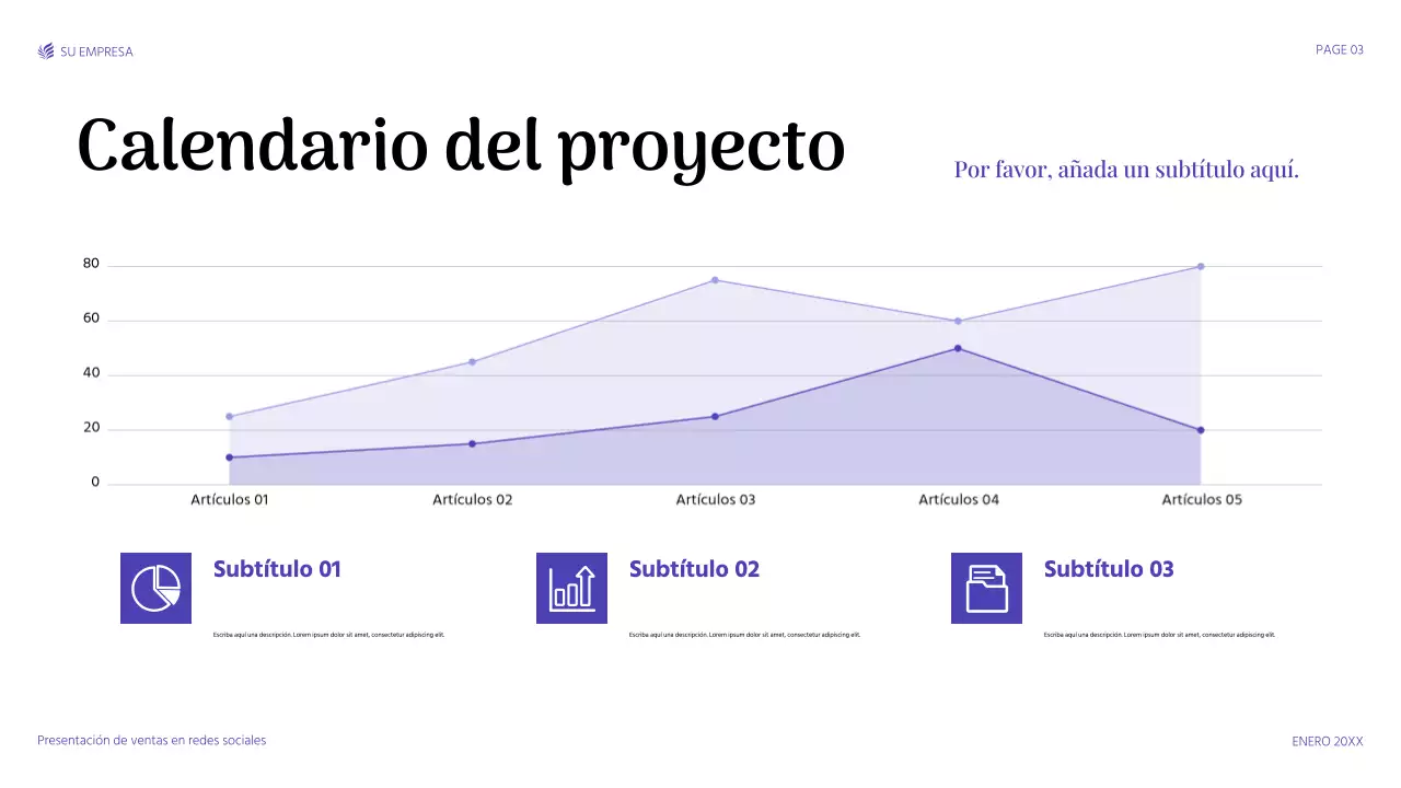 presentación de ventas moderna de color púrpura