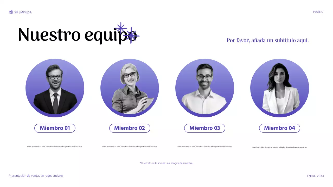 presentación de ventas moderna de color púrpura