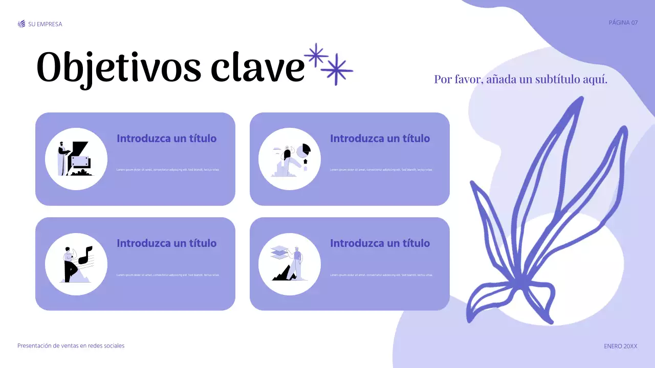 presentación de ventas moderna de color púrpura