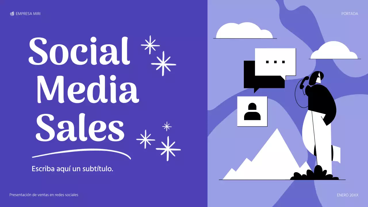 presentación de ventas moderna de color púrpura