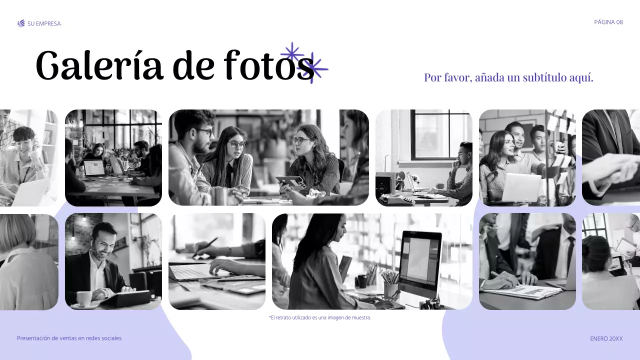 presentación de ventas moderna de color púrpura