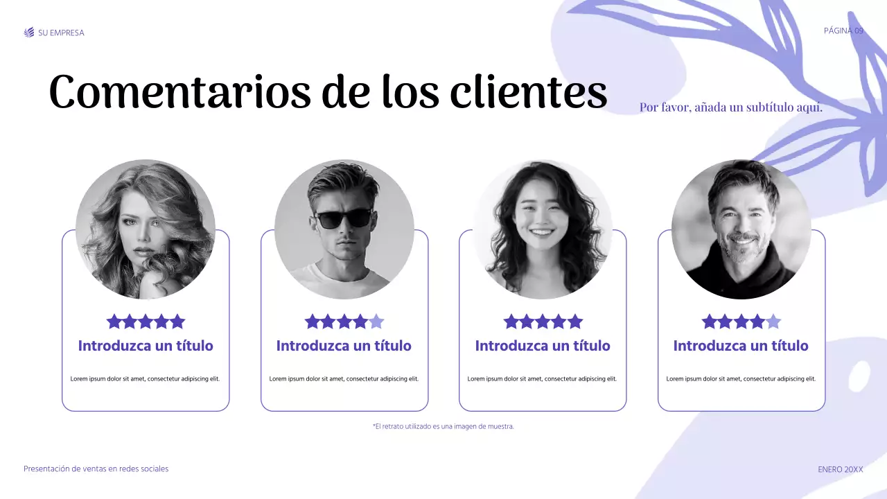 presentación de ventas moderna de color púrpura