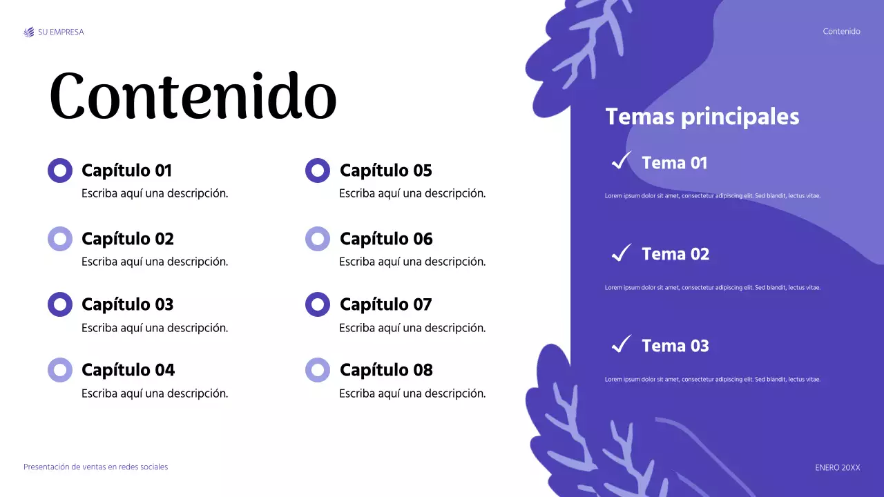 presentación de ventas moderna de color púrpura