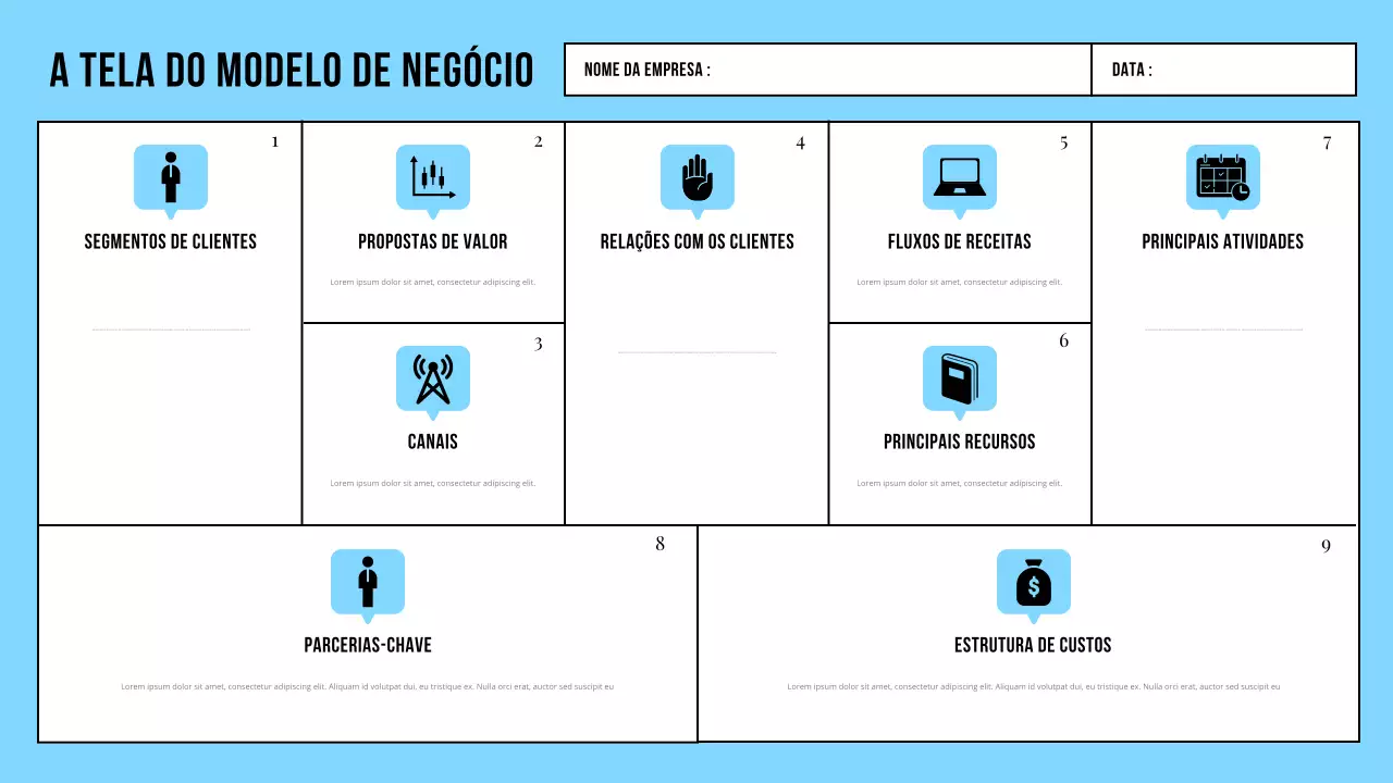 Modelo de negócio Canvas cor Menta