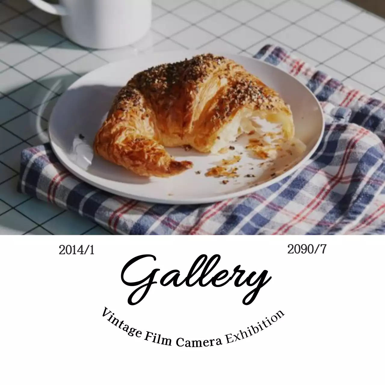 하늘색 빈티지 전시회 안내