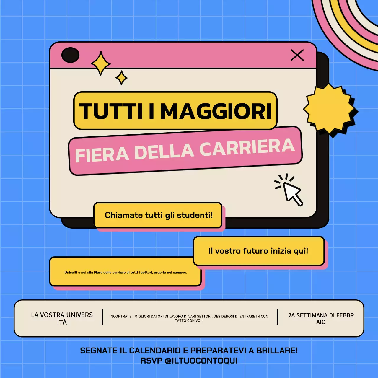 Annuncio della Fiera della Carriera Post sui social media