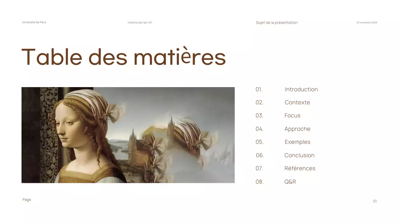 Matériel classique minimal pour les cours d'histoire de l'art