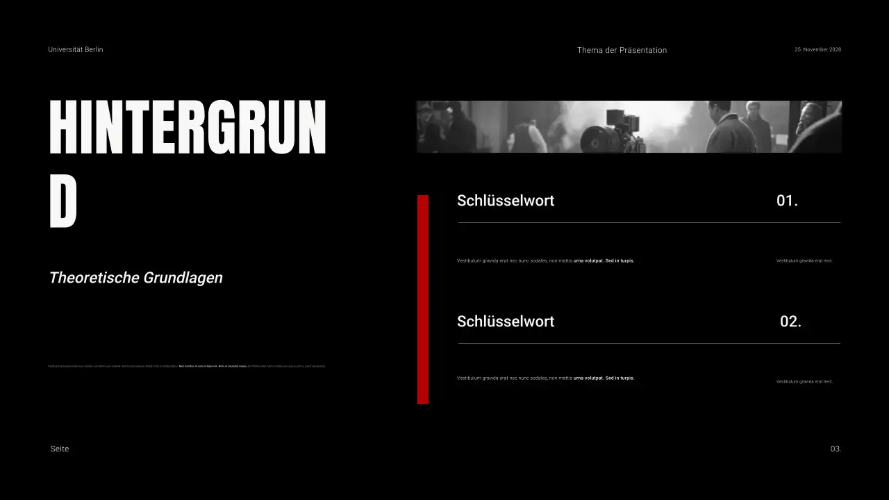 Kühnes, dunkles und kontrastreiches Material für den Filmunterricht